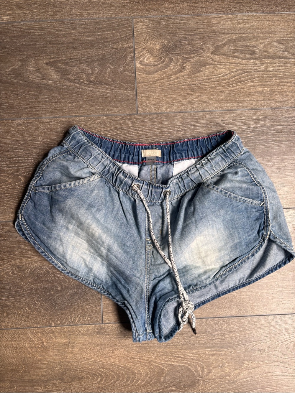 Roxy Light Chambray Denim-Style Drawstring Shorts